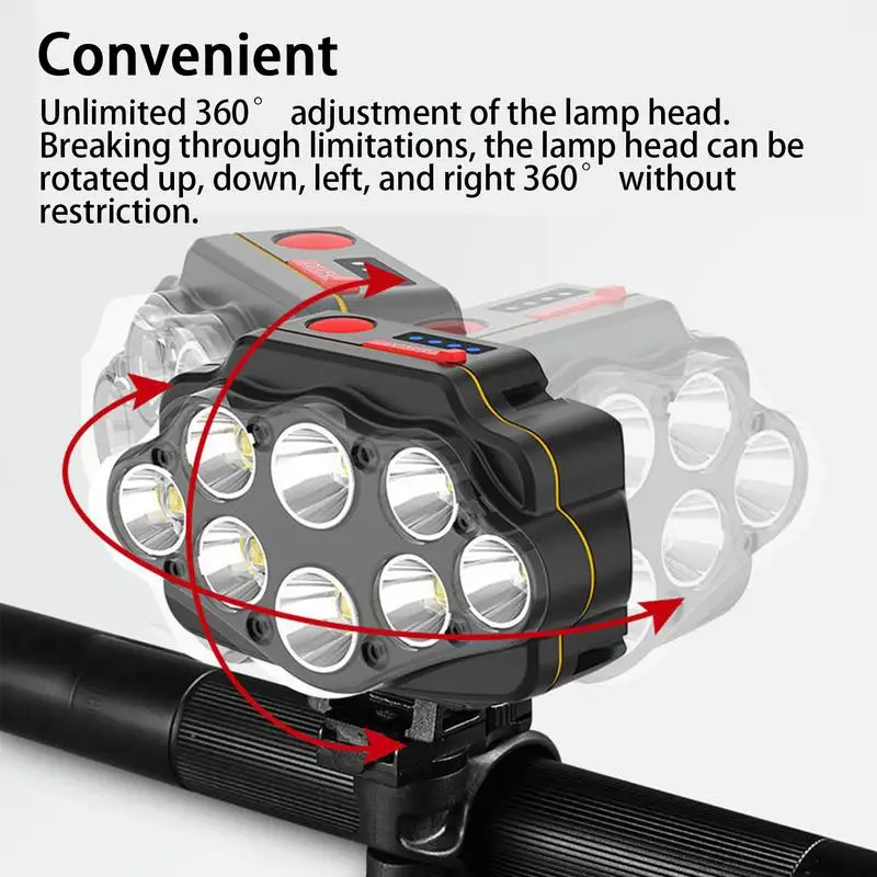 Road Bike Headlight Bike Front Light 8 LED Super Bright Rechargeable Cycling Front Light 360 Rotatable LED Bicycle Headlight