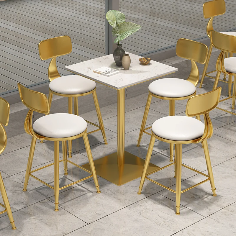 

Designer Accent High Kitchen Stools Counter Gold Cafe Outdoor Soft Bar Chairs Relaxing Makeup Silla De Bar Modern Furniture HY