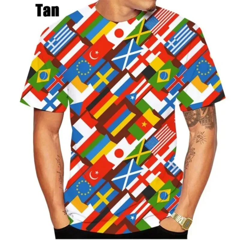 Flag Men Women Spring Summer 3D Printed Short Sleeves T Shirts Casual Cosplay Men\'s Clothing Round Neck Sport Tops S-6XL