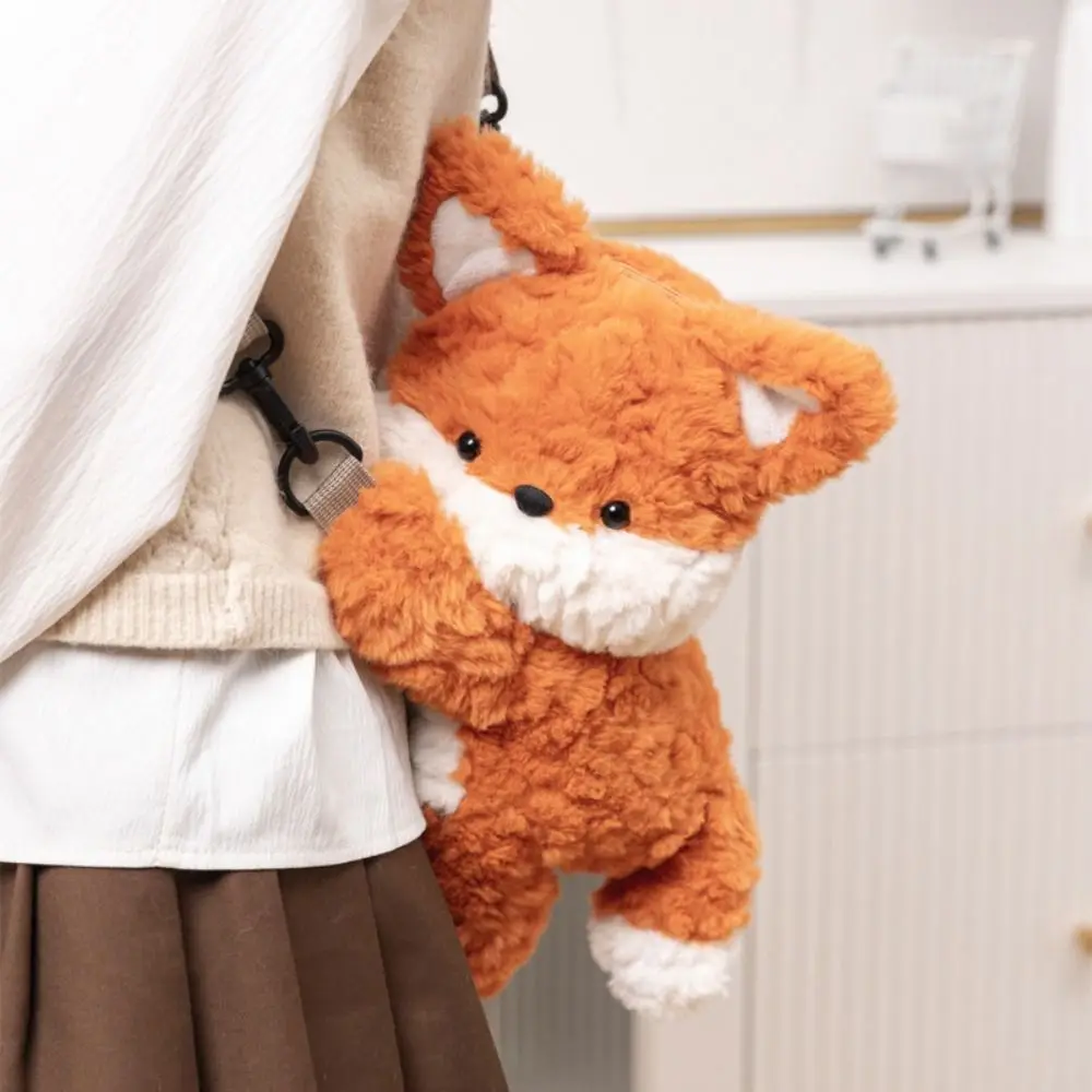 Cartoon Fox Shoulder Bag Handbag Kawaii Fox Plush Doll Crossbody Bag Cute Coin Purse Messenger Bag