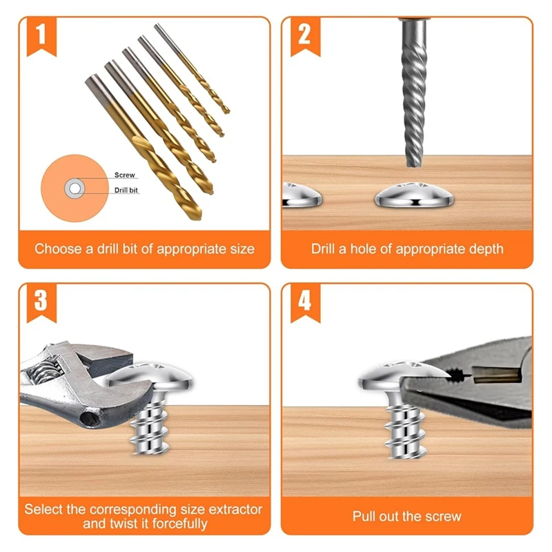 AT19-10-Piece Screw Extractor Set, For Removing Stripped Screws And Broken Bolts Drill Bit Extractor Set