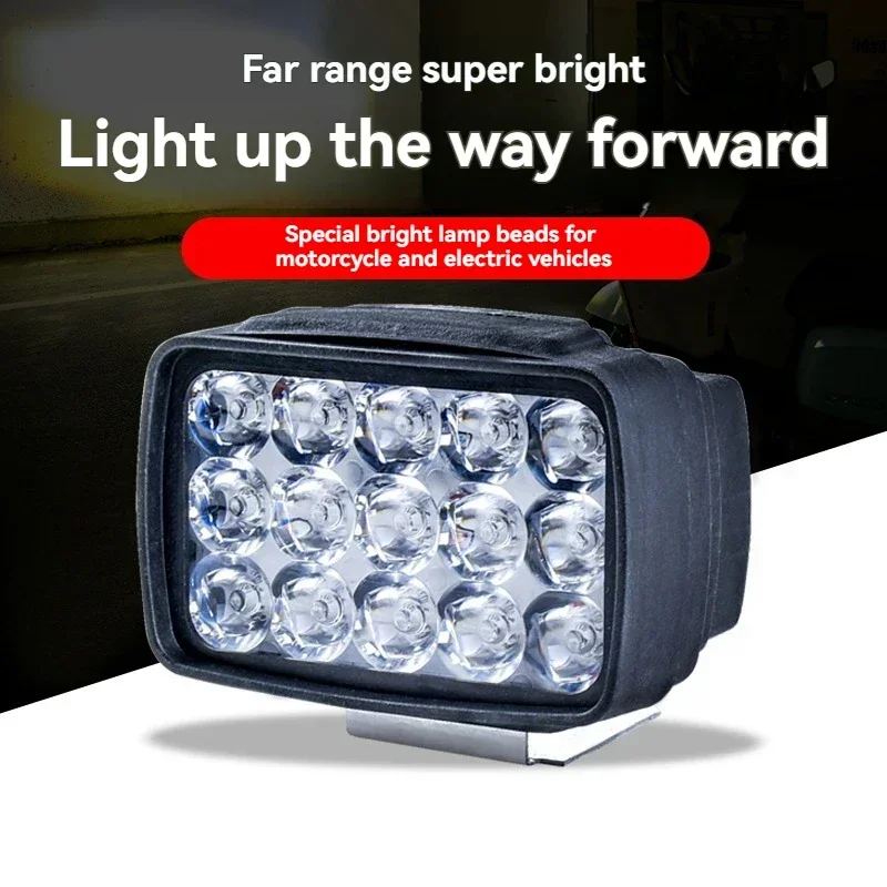 

15 LED Super Bright Motorcycle Headlight Moto Auxiliary Lamp 6000K White Motorbike Scooter Front Worklight Fog Lamp