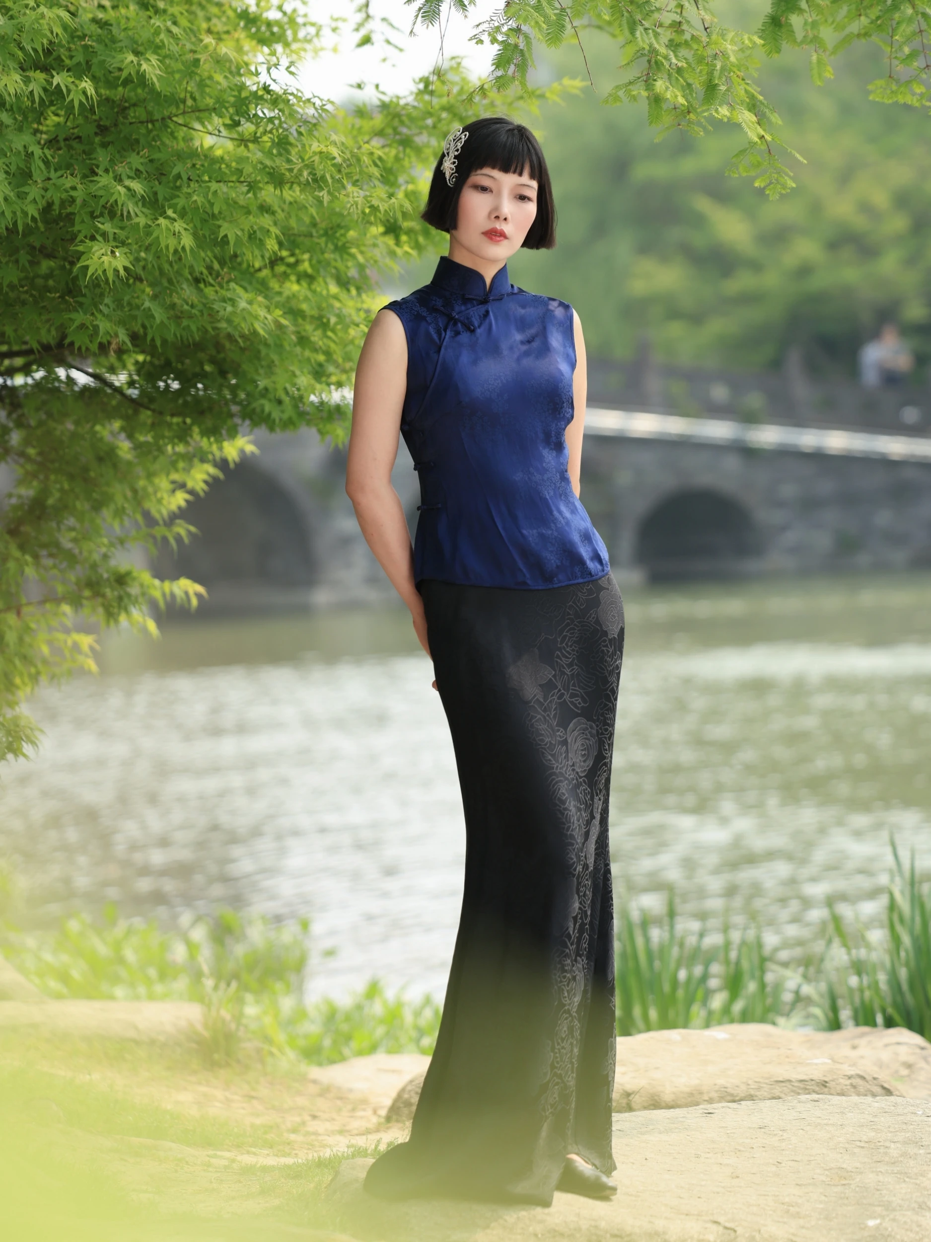 

Bla Semi-Emp Net Luo Qipao Base Slim Fi Tail Юбка Винтаж Court Sle Высокая талия Полиэфирное волокно 2025 Летняя коллекция