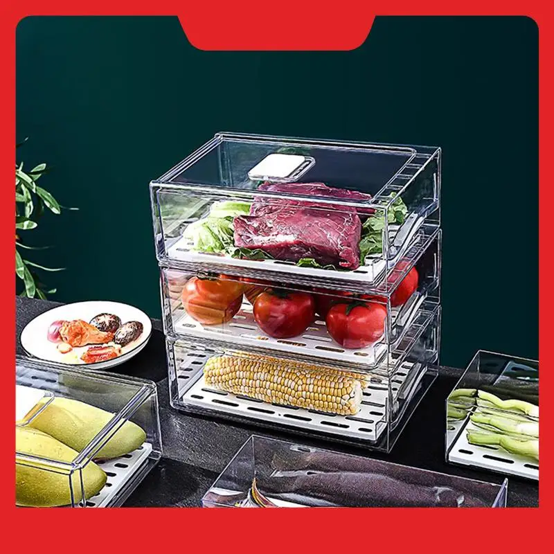 

Refrigerator Organizer Bins With Pull Out Drawers Fridge Produce Drawer Set For Save Vertical Space Easy To Use 30 X 14 X 11Cm