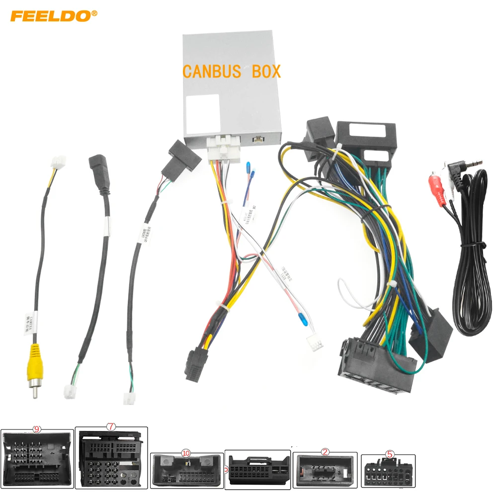 

FEELDO Car 16pin Power Cord Wiring Harness Adapter With Canbus And LVDS For Audi Q5/A4L/A1 (11-15) High Trim Stereo Installation