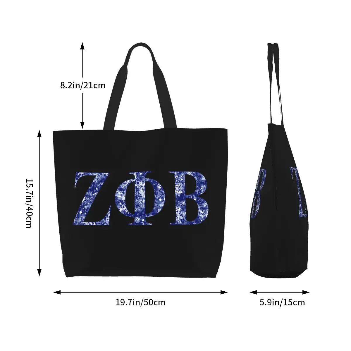 Custom Zeta Phi Beta Shopping Canvas Bag Women Durable Big Capacity Groceries Shopper Tote Bags