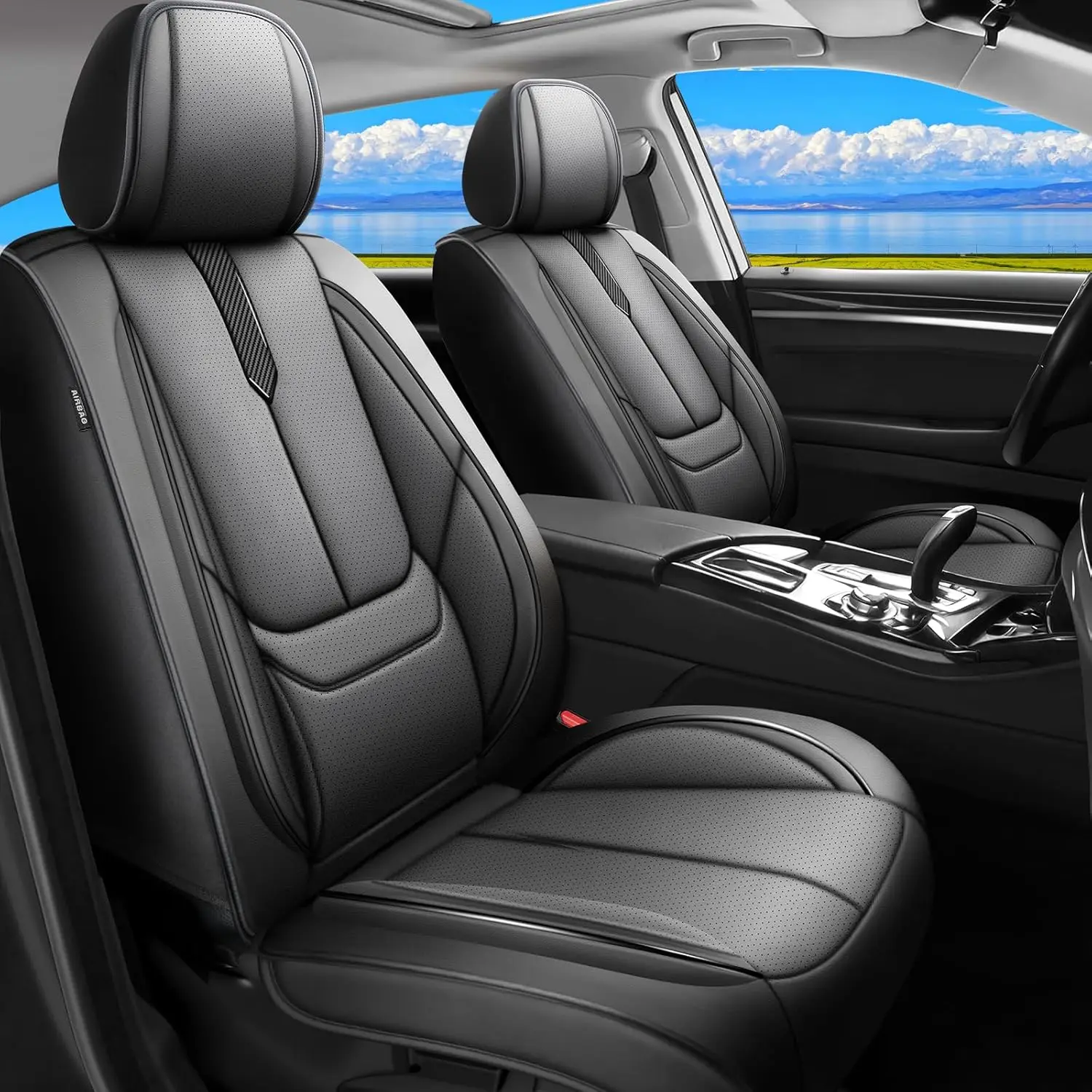 

Всепогодная защита автомобильных сидений - улучшенная премиальная водонепроницаемая и дышащая кожа, черный цвет, совместима с подушками безопасности