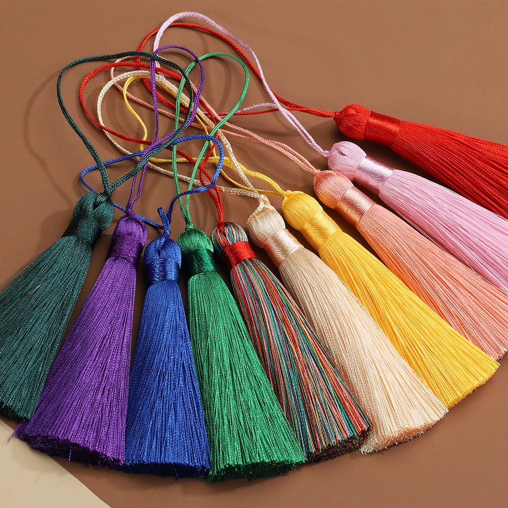 10pcs Polyester Tassel Earrings Silk Brush Pendant Earring Charm Satin 8cm Tassel DIY Sewing Curtains Jewelry Making Findings