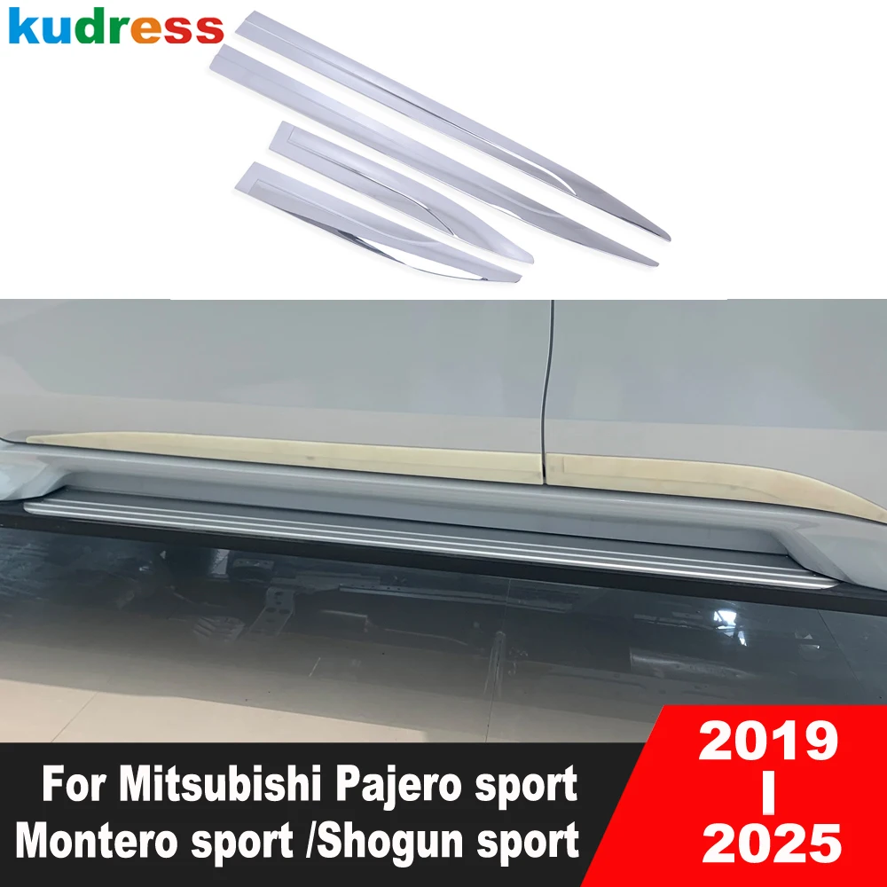Side Door Body Trim For Mitsubishi Pajero/Montero/Shogun sport 2019-2024 2025 Chrome Car Door Panel Streamer Strip Accessories