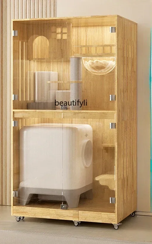 Новая вилла, клетка из цельного дерева, шкаф для кошек, может вмещать умный ящик для туалета, домашнее кошачье гнездо, кошачья фаска, катапия ss 7486