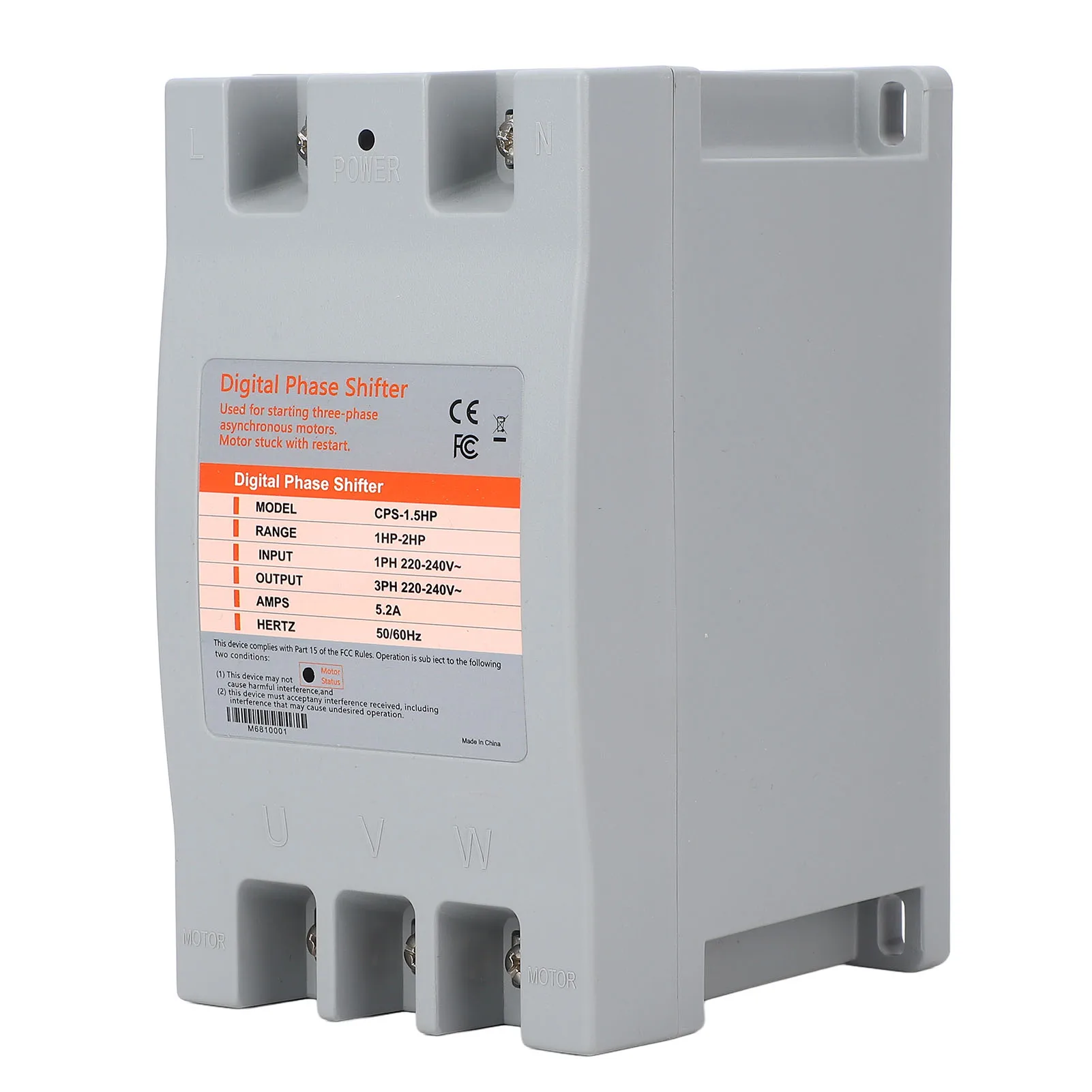 Digital Phase Converter User Friendly Setup Space Saving Multifunctional Single To 3 Phase Converter for Woodworking Machinery