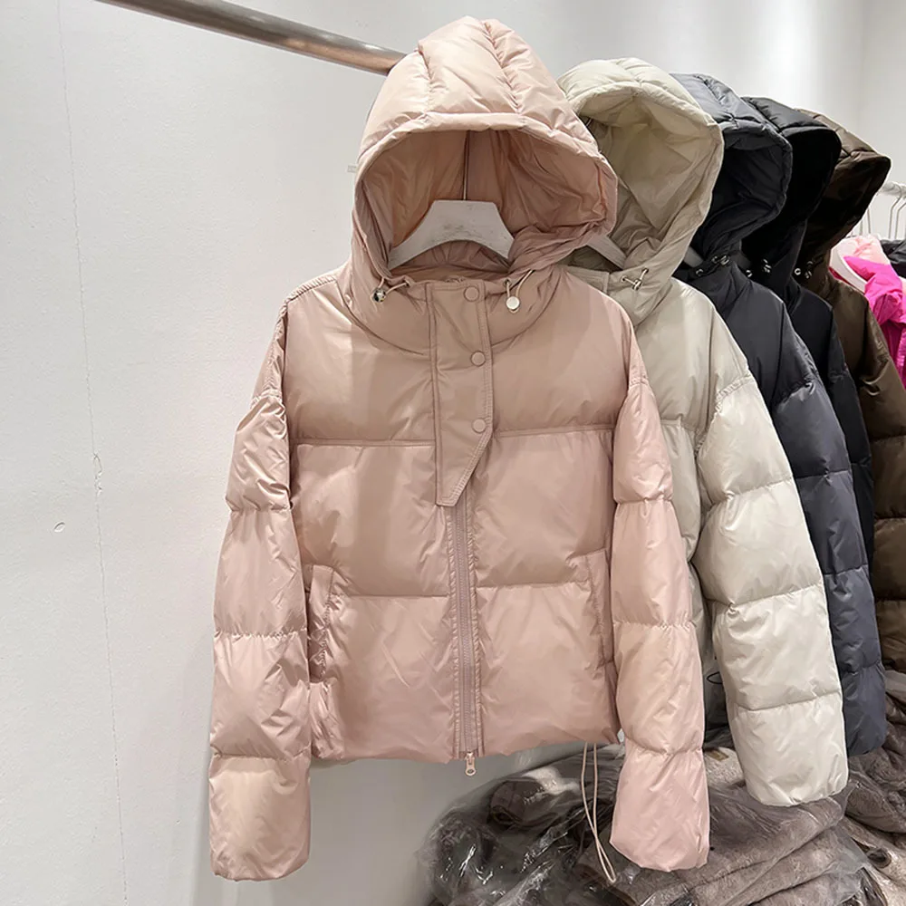 2024 Winter Women Puffer Parkas Thick Hooded Cotton Padded Coats Female Loose Short Jacket Ladies Ultra Light Warm Casual Coat