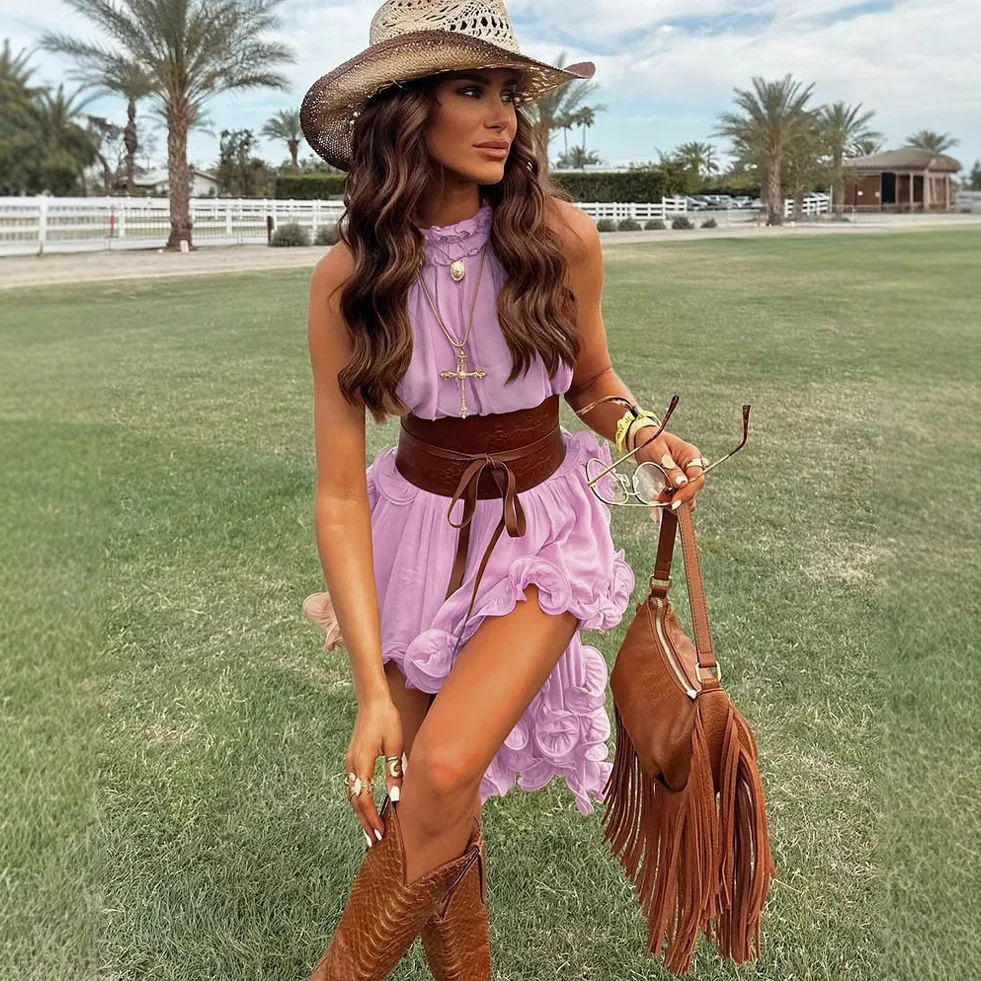 

Summer Fashion Solid Color Two Piece Set Women Sexy Round Neck Sleeveless Irregular Dress Shorts Casual Vacation Two Piece Set