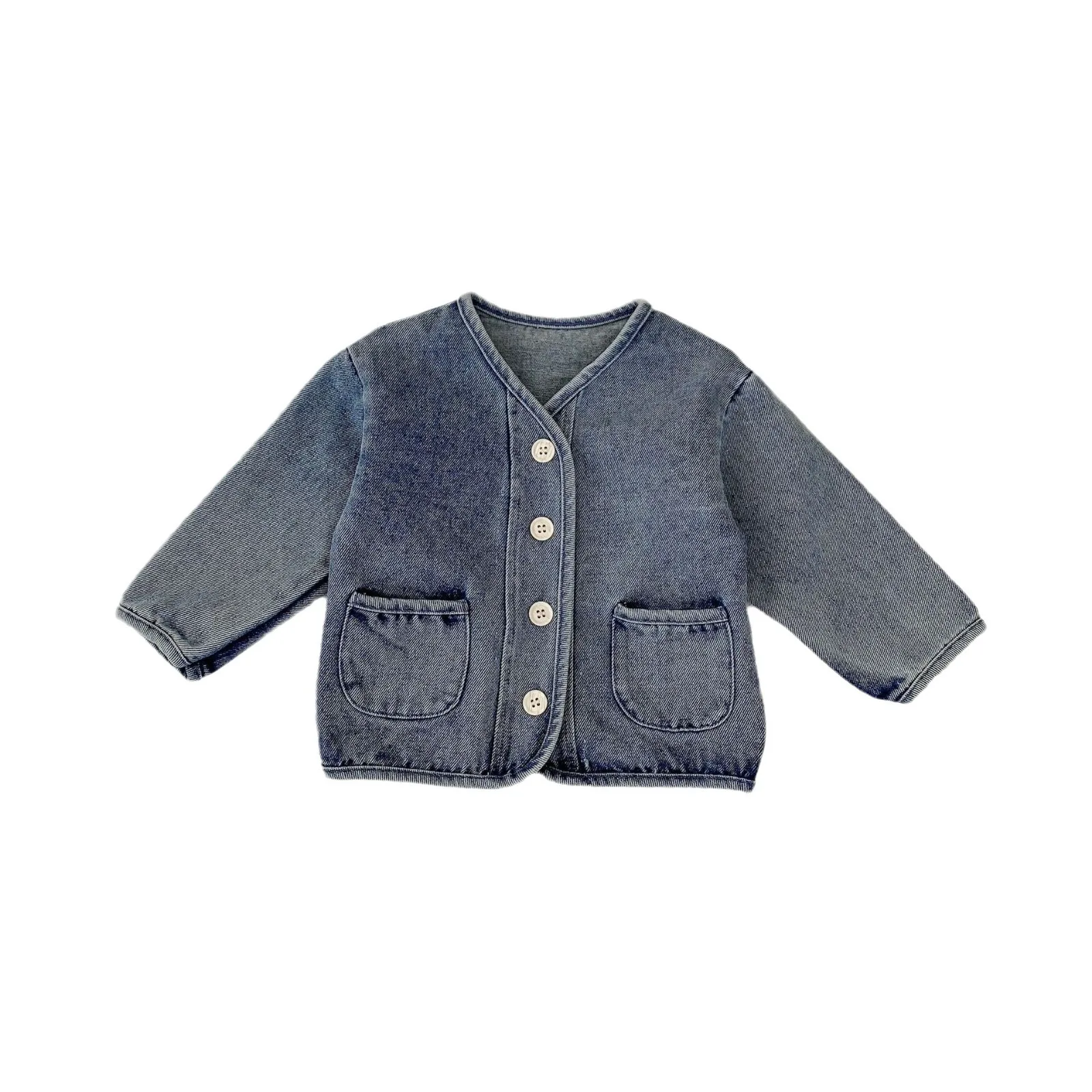 2024 Autumn New Infant Girl Long Sleeve Denim Cardigan Solid Boys Casual Coat Toddler Baby Pocket Jacket Fashion Baby Clothes image 6