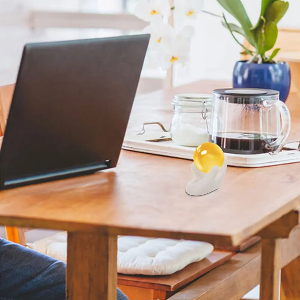 2Pcs Resin Crystal Ball Holder Hand Shaped White Base Globe Display Stand Decorative Sphere Pedestal Gazing Ball Display