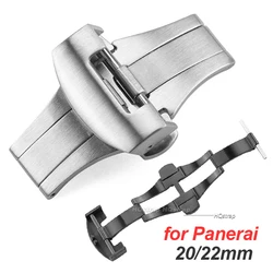 20 22mm Stainless Steel Butterfly Buckle for Panerai for PAM Metal Folding Clasp Matte Polish Deployment Clasps for Rubber Band