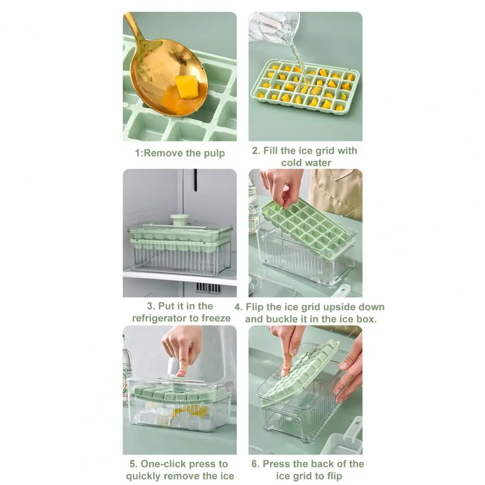 

Ice Cube Mold 1 Set Durable Reusable Low Temperature Resistance Ice Maker Tray with Shovel Household Supplies
