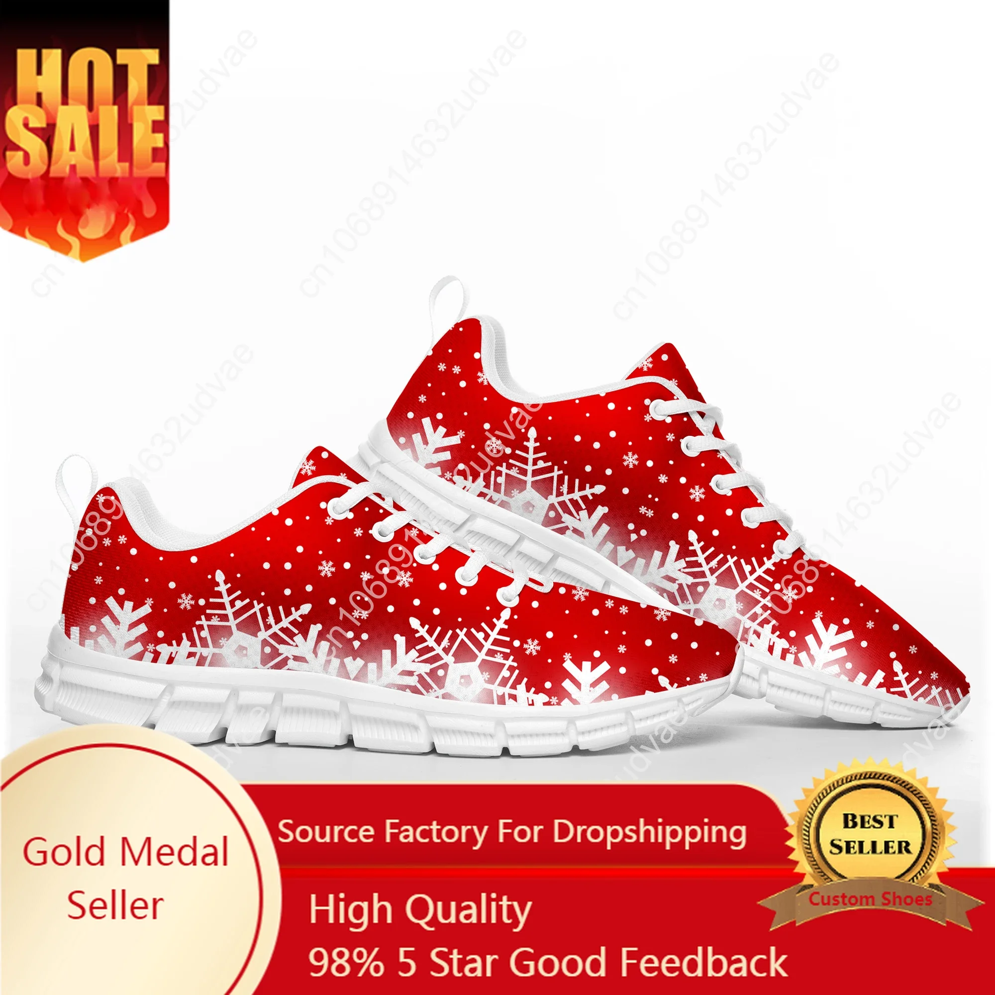 

Red Christmas Sports Shoes White Snowflake Mens Womens Sneaker Teenager Santa Claus Snowman Sneakers Custom Couple Shoes