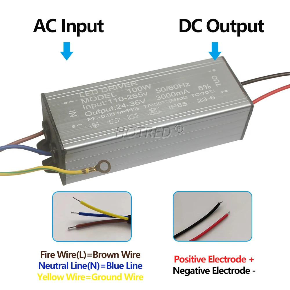 Imagem -05 - Impermeável Driver Projector Atual Constante Transformadores de Alta Potência Led Fonte de Alimentação Ip65 100w 3000ma dc 2436v