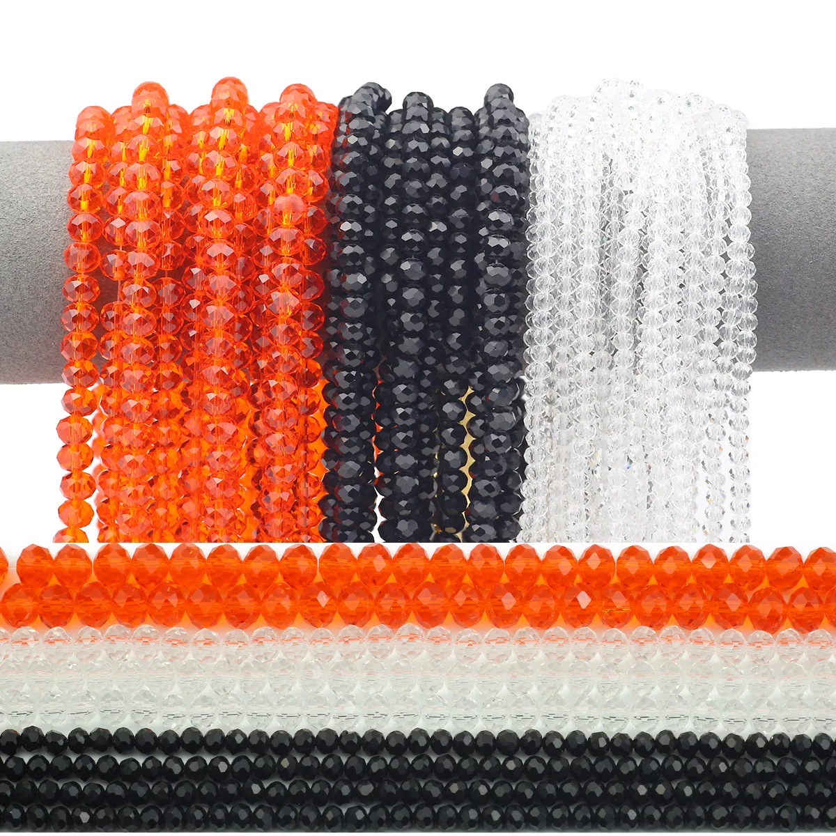 4/6/8mm Halloween-Themed Glass Beads In Black Orange White Faceted Flat Round Loose Spacer Beads For DIY Jewelry Making Necklace