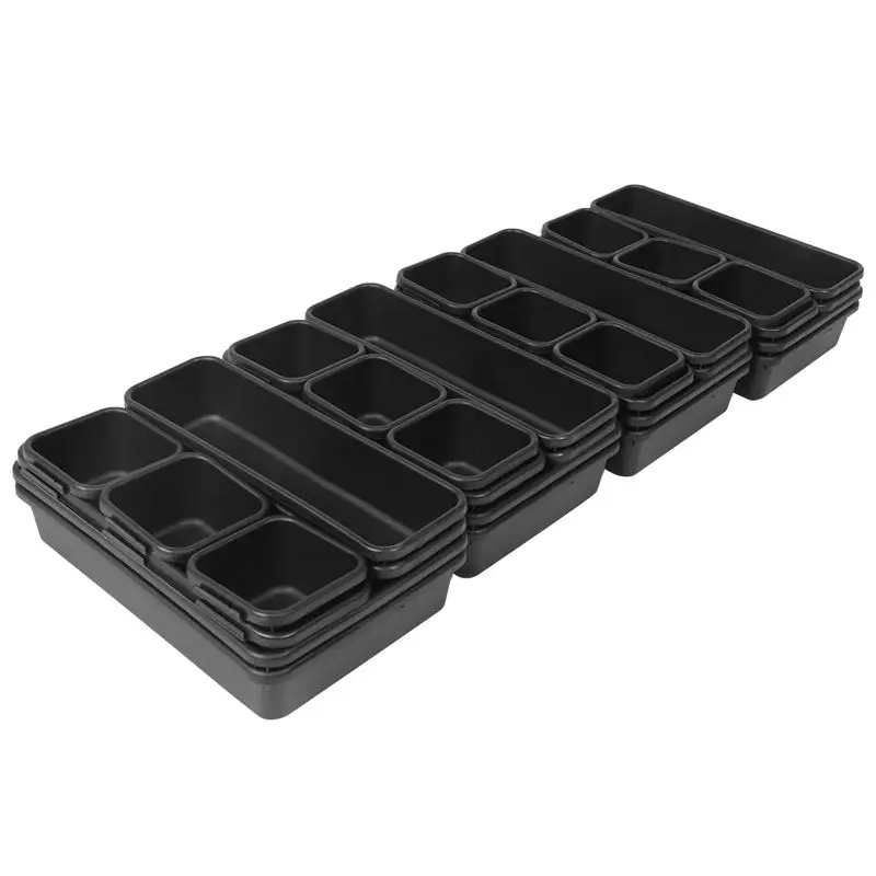A98E-Tool Box Organizer And Storage Tray Toolbox Organizer Tray Divider Set Desktop Storage Box Black 32 Pack