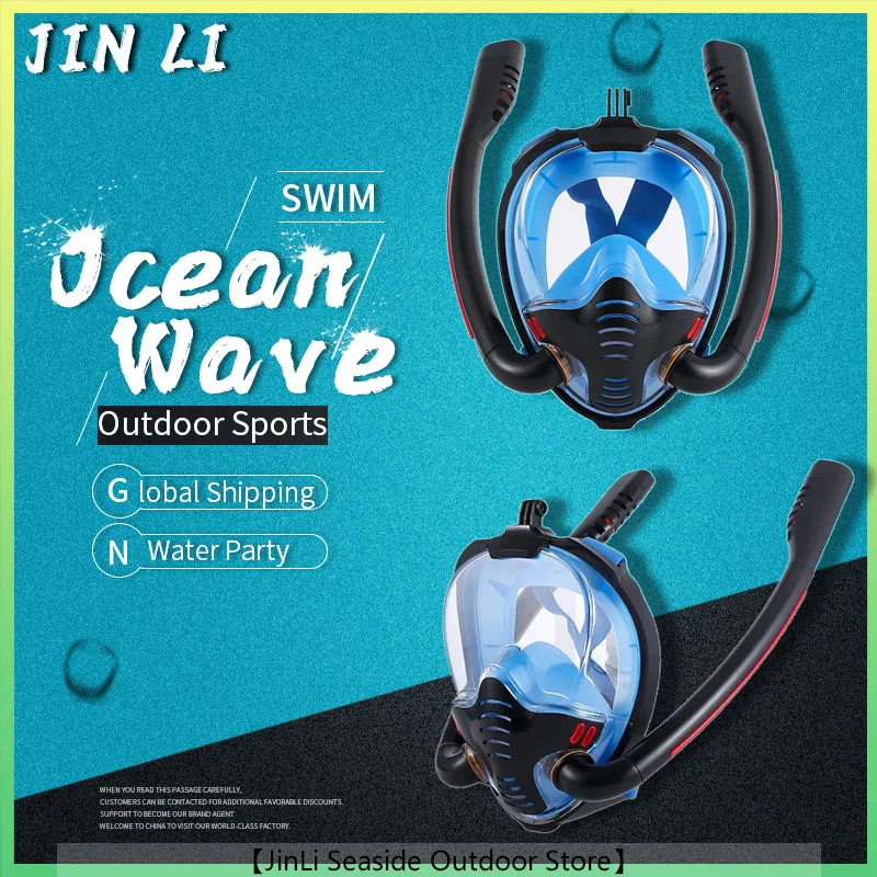 

Snorkeling Mask Diving Mask Scuba Double Snorkel Tube Dry Adult Swimming Mask Diving Goggles Self Contained Underwater Breathing