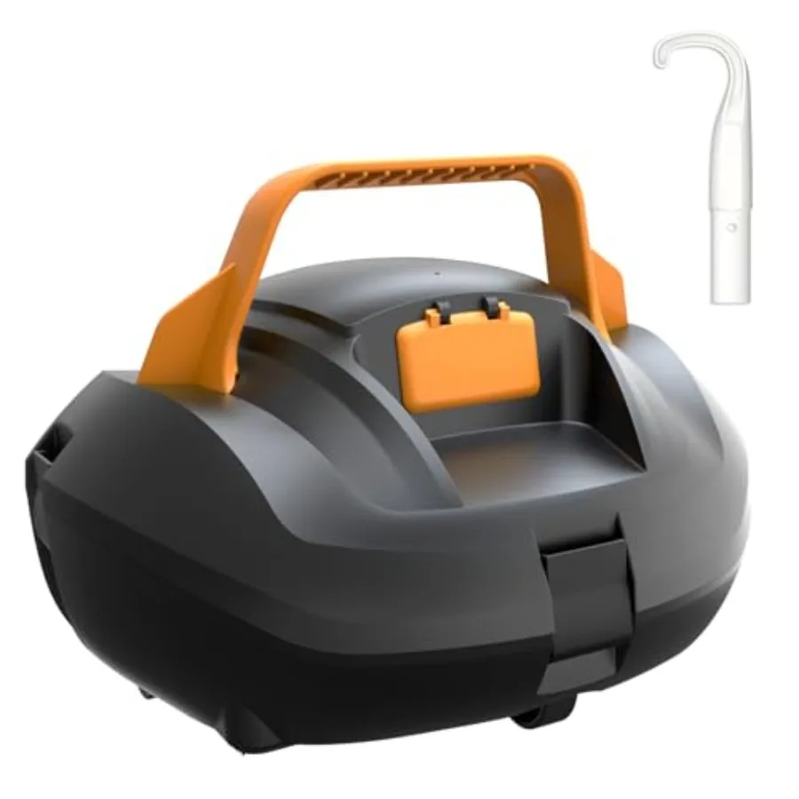 Cordless Robotic Pool Vacuum for Above Ground Pool with Hook 120Mins Runtime Dual-Motor Automatic Cleaner with Fine Filter Self