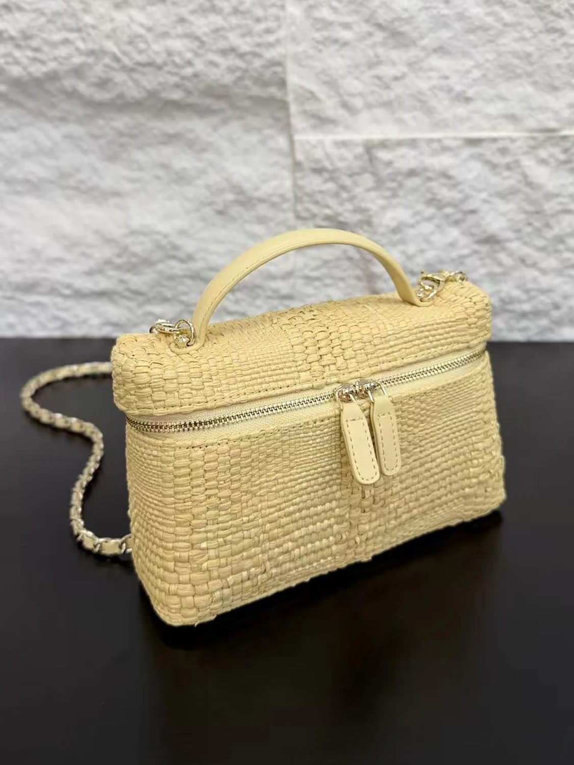 Small Square Woven Chain Lunchbox Handbag Makeup Bag Women's Single Shoulder Crossbody Bag Spring Summer New Style Fashionable