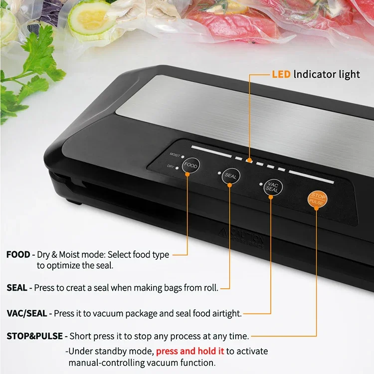 VS6603 Stainless Steel Home Food Package Automatic Food Vacuum Sealer Machine