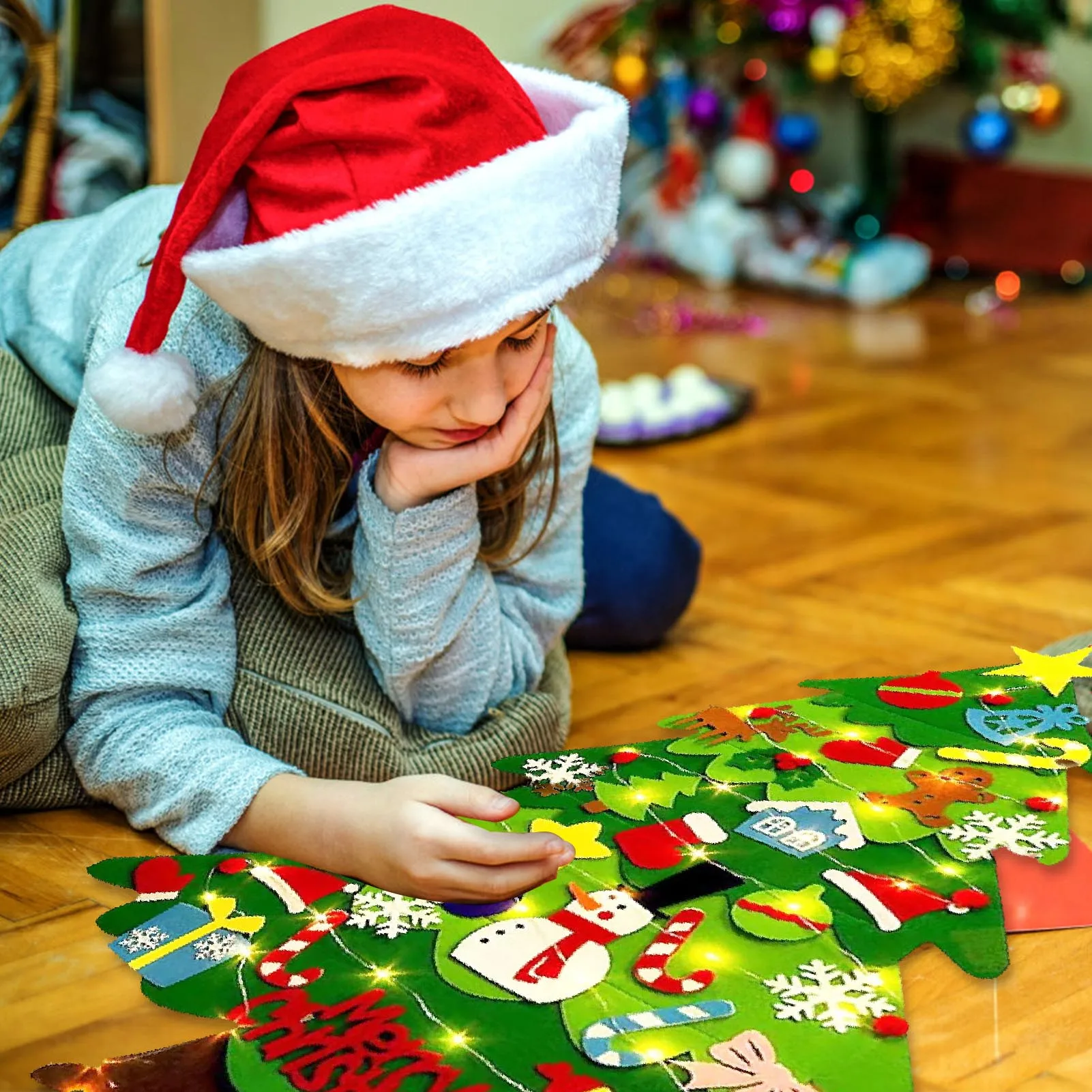 Montessori Felt Christmas Tree Children's Handmade Early Educational Toy for Party Home Hangin