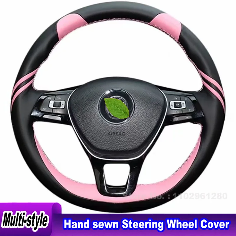 Hand-sewn Black Pikn Leather Car Steering Wheel Cover For Volkswagen VW Passat B8 Golf 7 Mk7 Interior Accessories