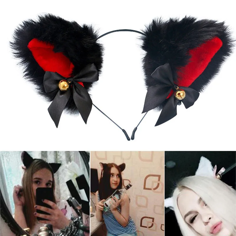 Cute Hair Accessories Women Girl Furry Fox Cat Ears Head Bands Lovely Charming Night Party Club Bar Cosplay Hairband Hair Hoop