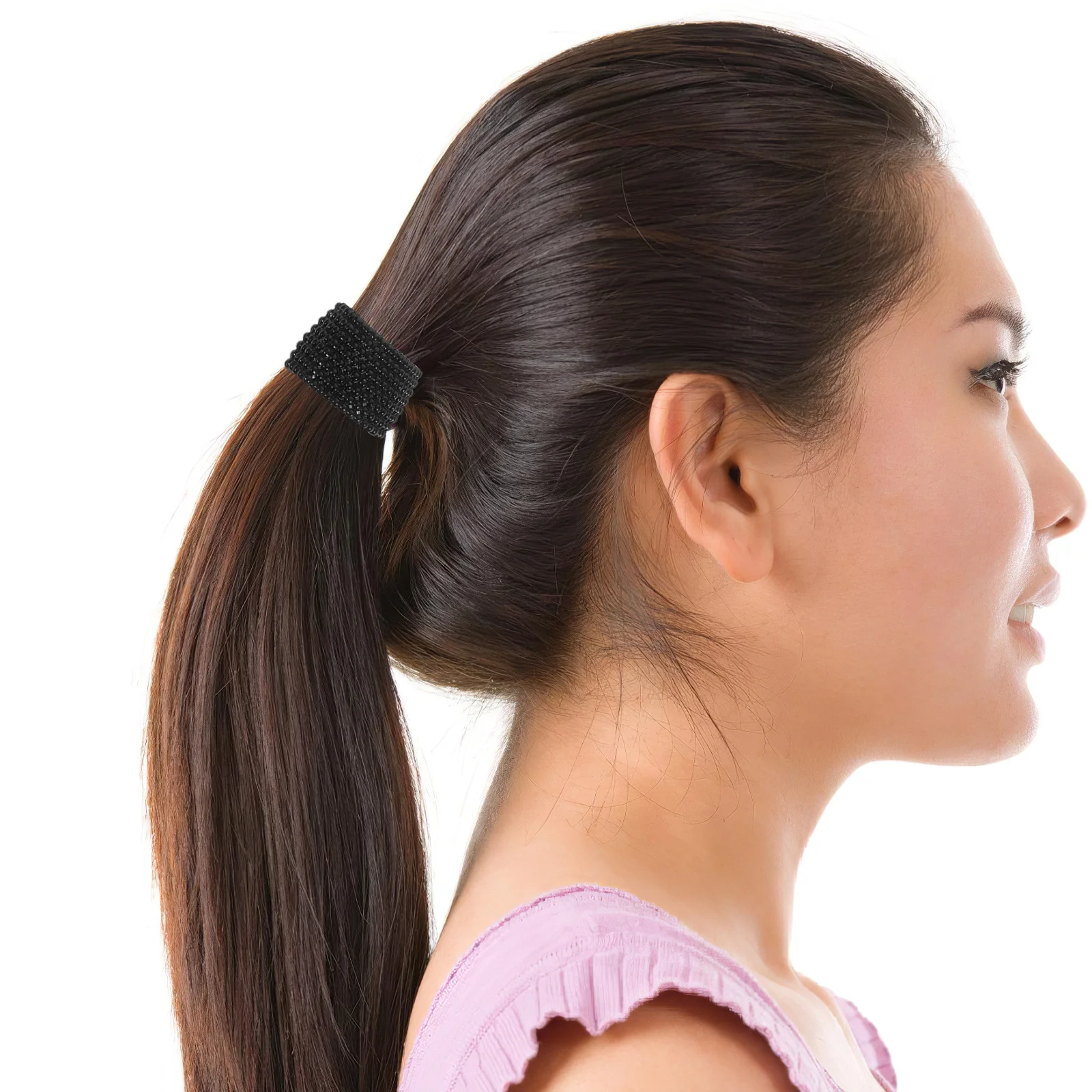 

Stylish Ponytail Tie Hair Cuff Band with Glitter Finish Spring Hinge Closure Strong Hold Fashion Accessory for Women Black