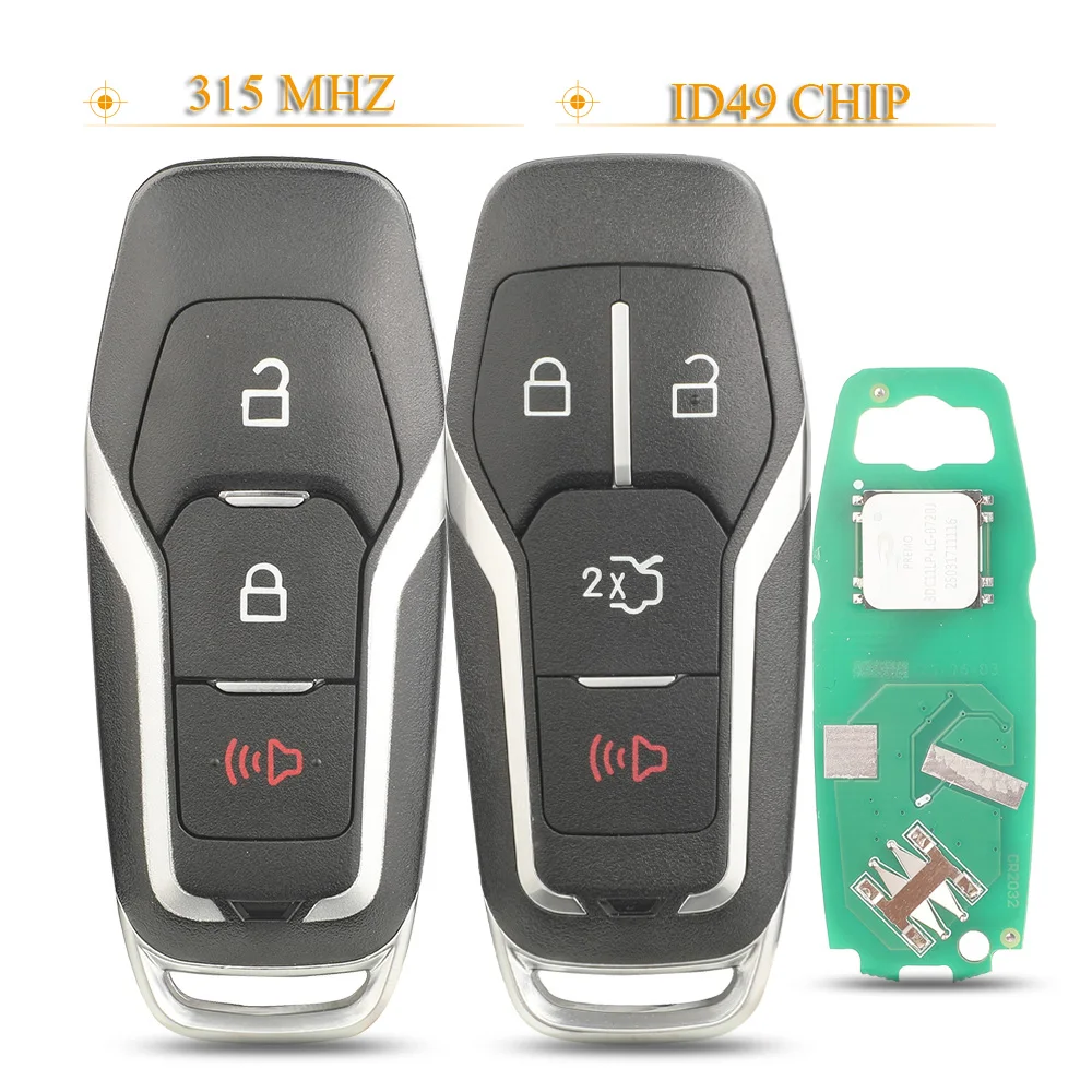 jingyuqin 315 MHz ID49 Chip FCCID: M3N-A2C31243800 Smartcard-Fernbedienung für Ford, generalüberholt, 2015–2017 Explorer, 3/4 Tasten