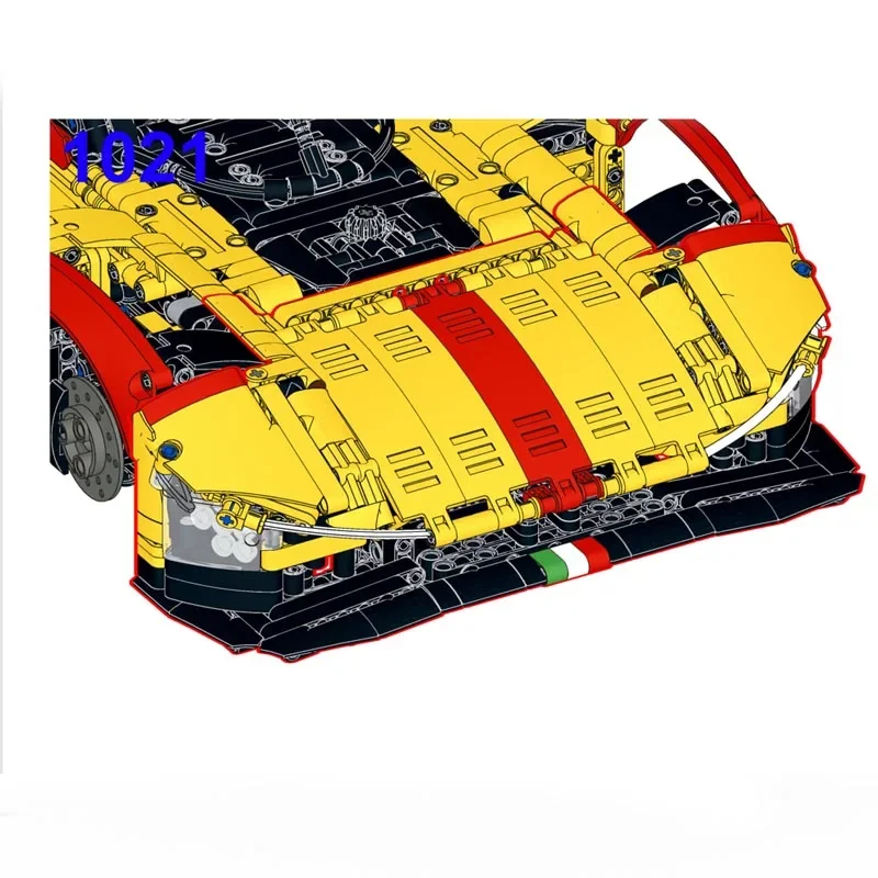 Nieuwe Technische MOC-185324 Hypercar 499P Af Corse 1:8 Schaal Le Mans Supercar Modelbouwsteen Bakstenen Speelgoed Jongens Verjaardagscadeaus