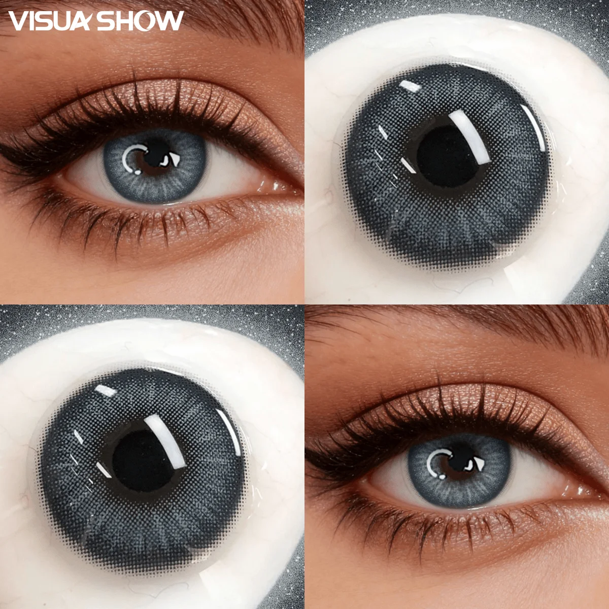 Visuashow 1 Paar Blaue Farblinsen, Halbjährlich Verwendbar, Einweg, Weich mit Kleiner Pupille und Augenvergrößerndem Effekt. Perfekt für tägliche Dates, Partys und natürliches Make-up – Detail 3
