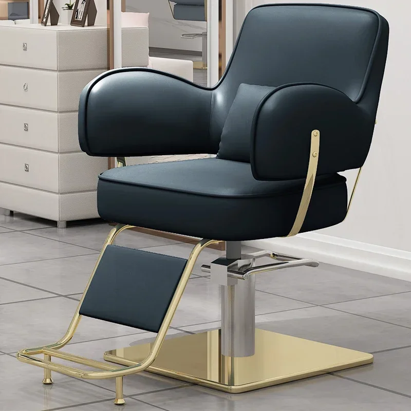 Silla de Metal reclinable para peluquería profesional, cómoda Silla Giratoria para manicura y peluquería