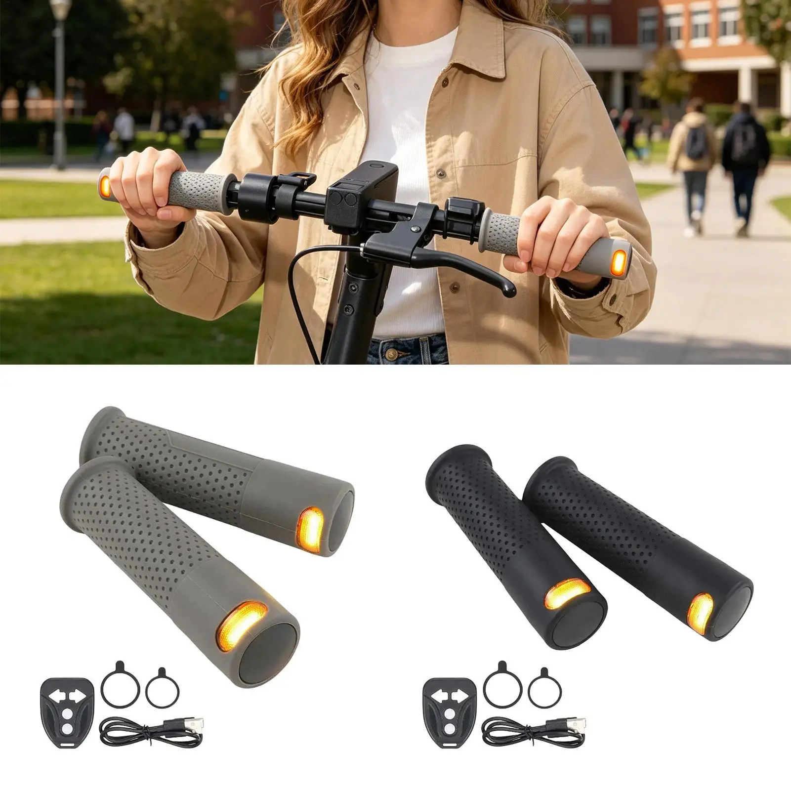 

Electric Scooter Turn Signals Remote Control LED Warning Lights E Scooter Handlebar Turn Light for Road Mountain Bike Night