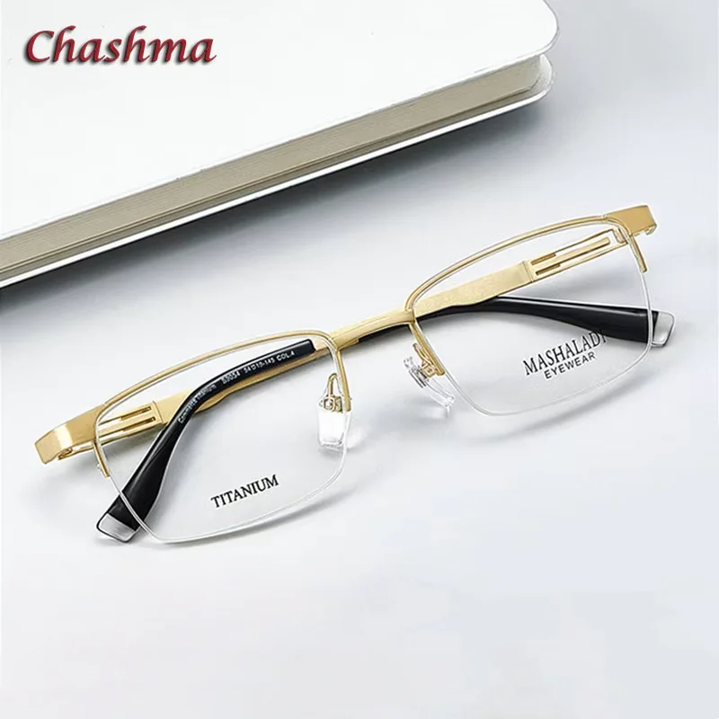 Chashma Prescription Glasses Pure Titanium Men Exquisite Half Rim Frame Optical 10g Lightweight Flexible Eyewear Spectacles