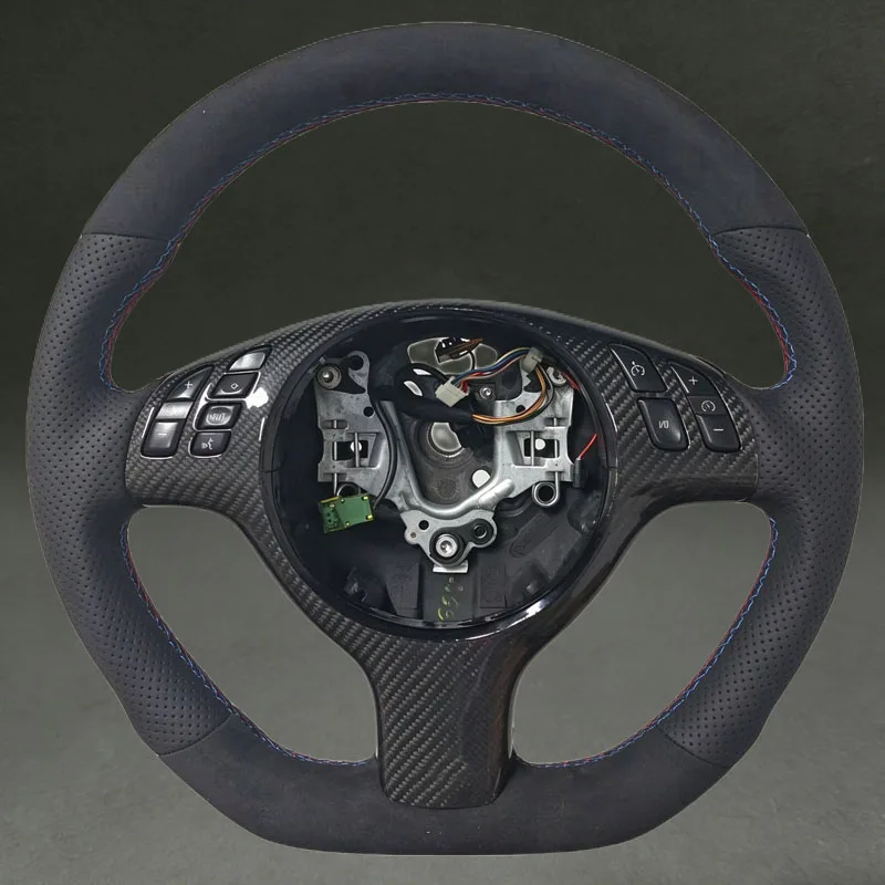 Full Suede Sport Steering Wheel for BMW E46 Half-D Style High-quality Customizable Steering Wheel for BMW E46 Drop Shipping