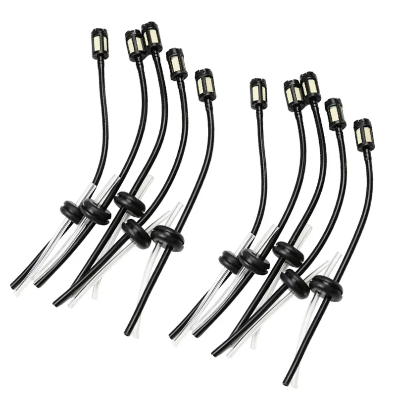 Fuel Hose Tube with Tank Filter and Grommet for Chainsaw Trimmer Brush Cutter ABS Replacement Parts 10-Piece Package