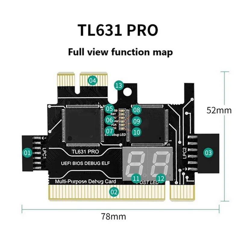 TL631 Pro Diagnosekarte + Erweiterungskarte Diagnosekarte PCI-E Motherboard Multifunktions-Laptop-Diagnoseanalysator