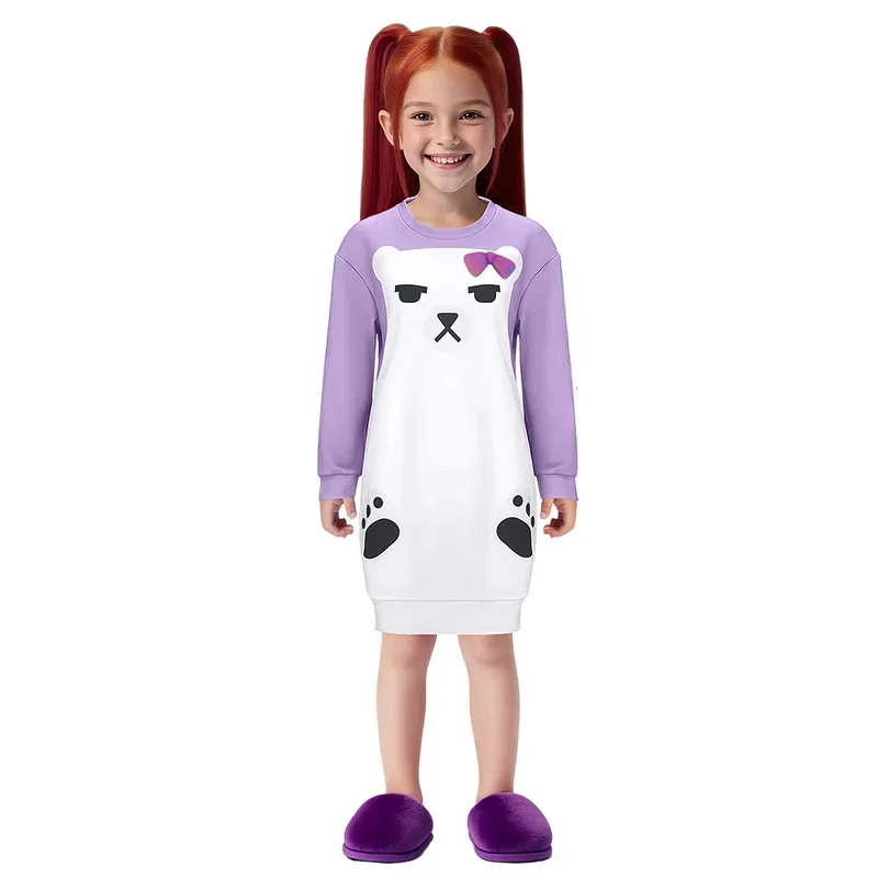 

Kid's Demon Hunter of KPop Mira Rumi Zoey Cosplay Headwear White Bear Pajama Women Sleepwear Halloween Carnival Party Outfitsa;2