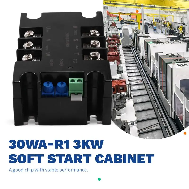 AT19-Three-Phase Motor Soft Start Module Soft Start Cabinet Soft Stop Slow Start Online Step-Down Soft Starter 30WA-R1 3KW