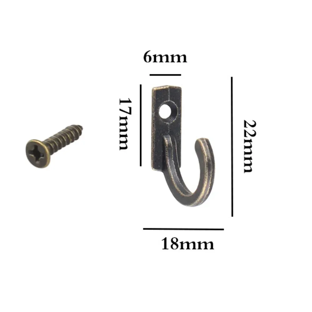 10PCS small antique retro wall hook, made of zinc alloy material, can be used for coat hooks, towel hooks, and key hooks