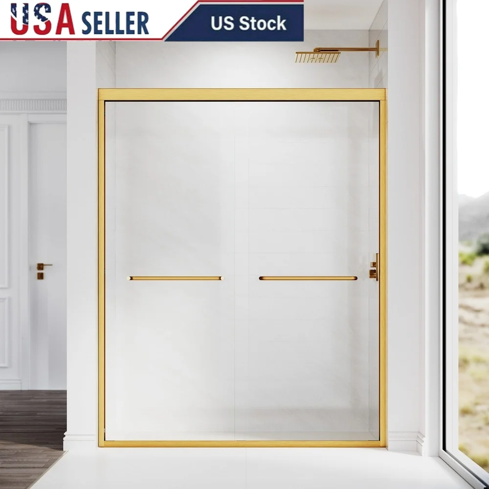 

Двойная раздвижная душевая дверь 44-48 дюйма W 72 дюйма H Прозрачное закаленное стекло Алюминиевая рама Взрывозащищенная защитная пленка Легкое обслуживание