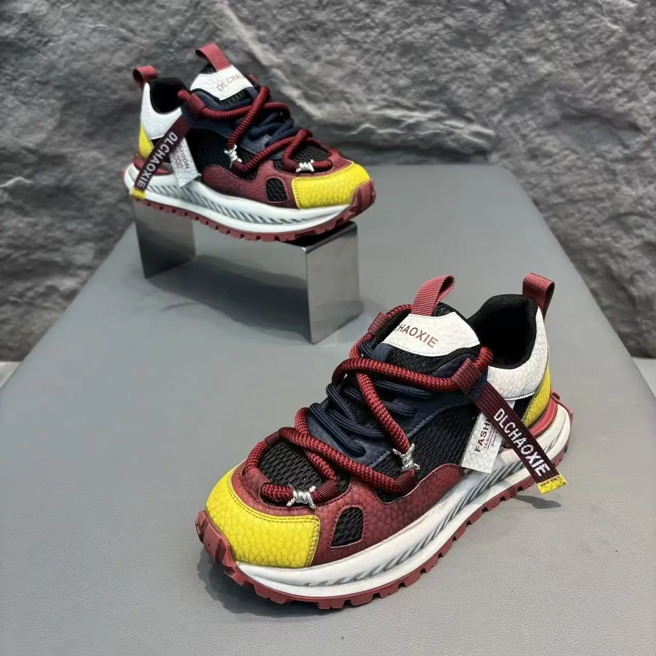 

Designer Unisex Shoes Luxury Thick Bottom Platform Mixed Color All Match Sneakers Increasing Runway Skateboard Casual Trainers