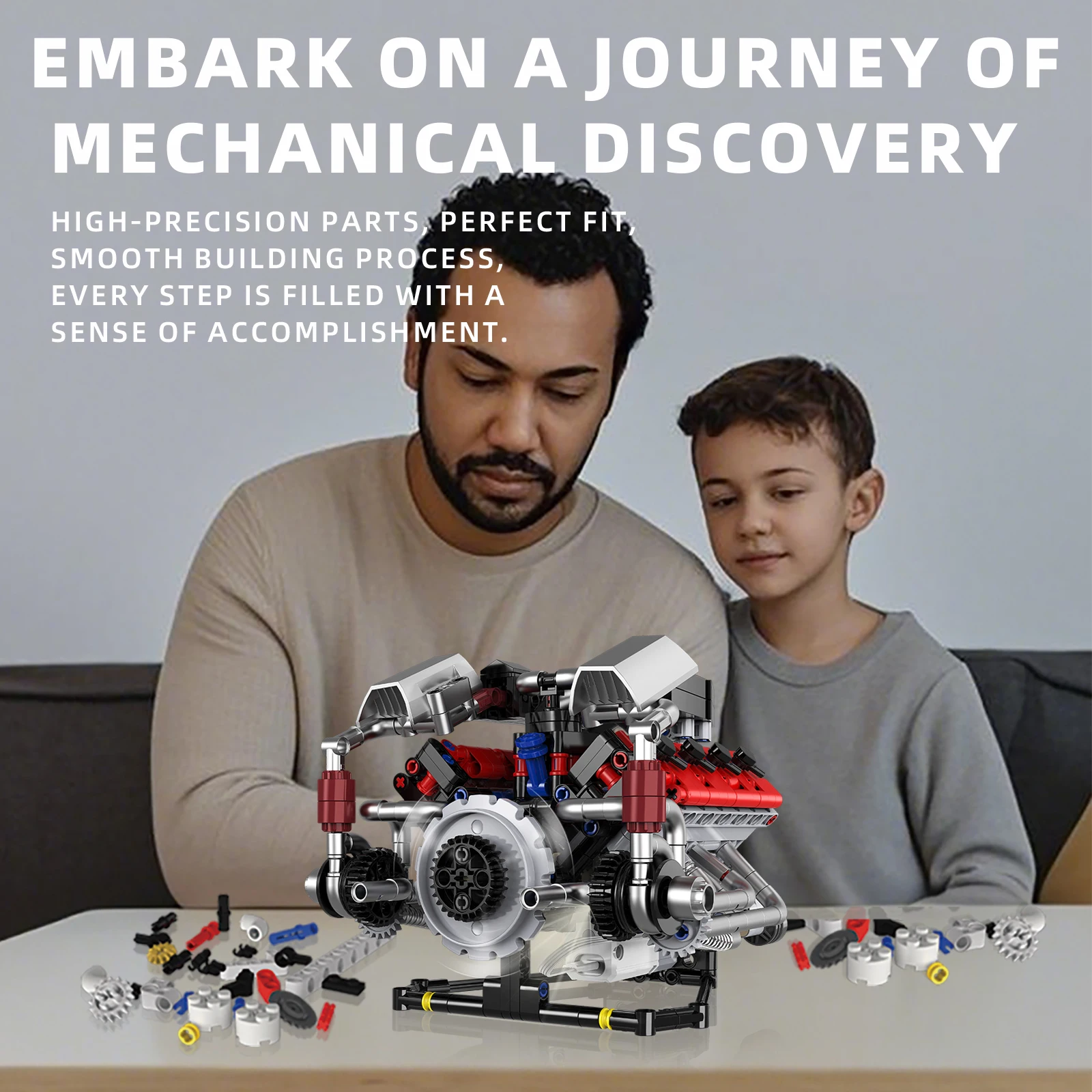 700 PCS sports car racing mechanical engine assembly, electric building block toy model assembly, boy's educational toy gift