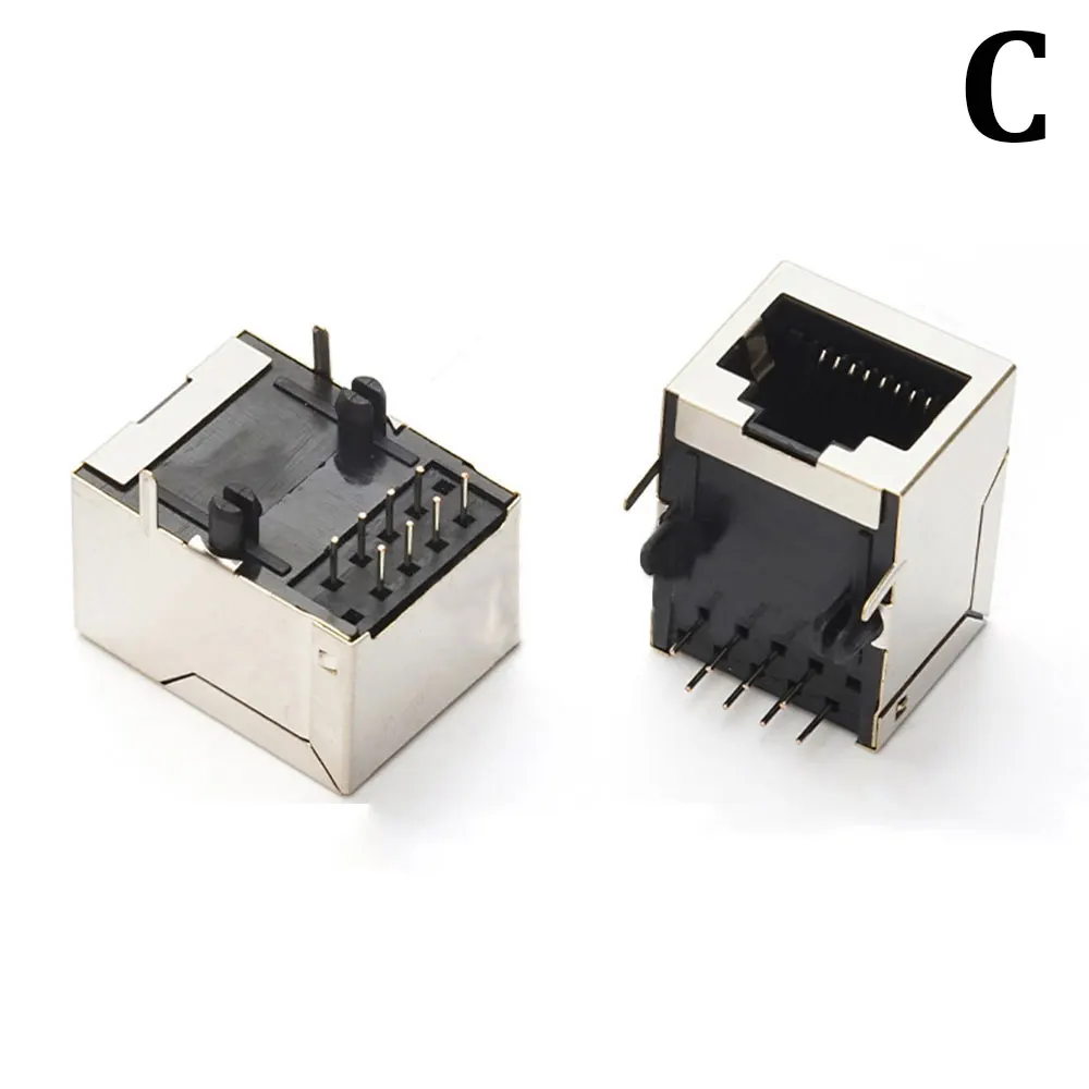 2PCS Metal RJ45 Shield Network Jack 8 Pin PCB SMT/horizontal/vertical Board Female Socket Connector 8P8C