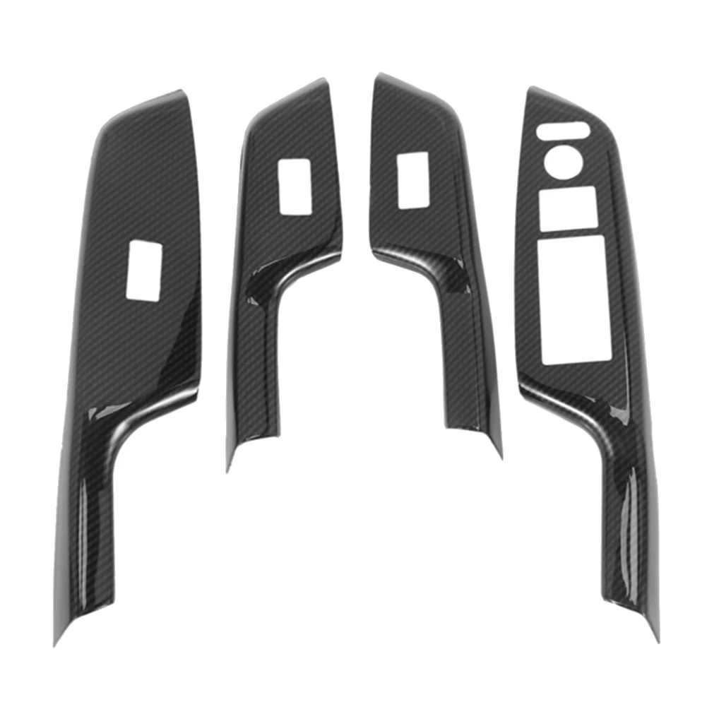 4Pcs Carbon Fiber Car Door Window Lift Switch Panel Cover Trim for 9Th 2012 2013 2014 LHD